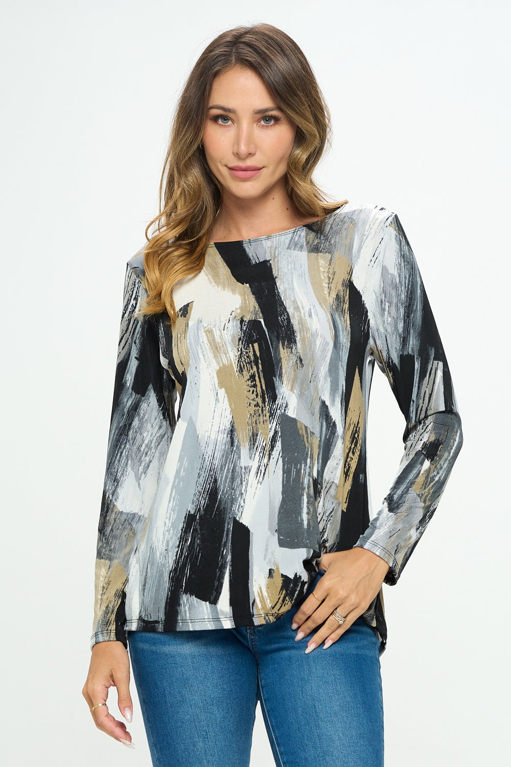 BNS V-Neck High and Low Top-3060BN-LRP1-W379