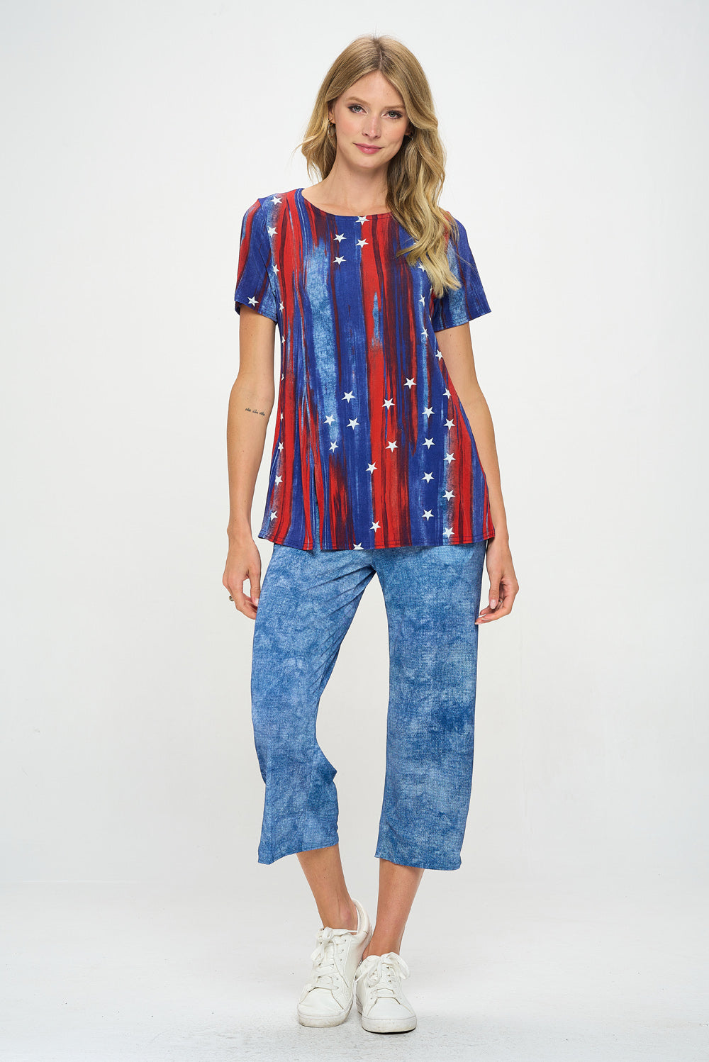 BNS Round Neck 3/4 Sleeve Slit Top-3079BN-SRD1-D005