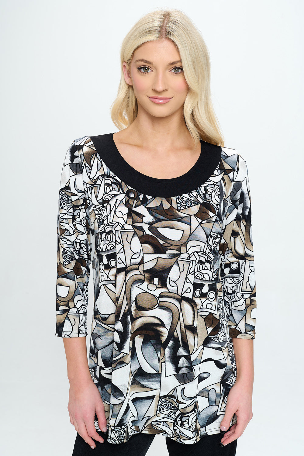 BNS Relaxed Neck Line Contrast Tunic-3083BN-QRP1-C-W329