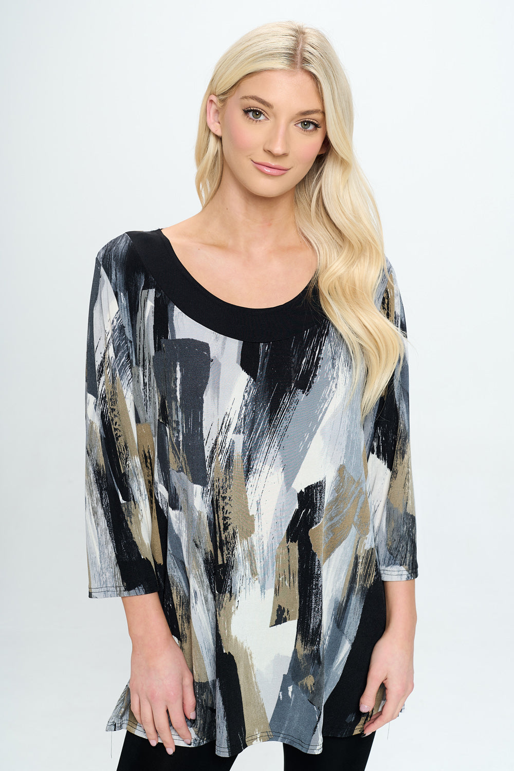 BNS Relaxed Neck Line Contrast Tunic-3083BN-QRP1-C-W379