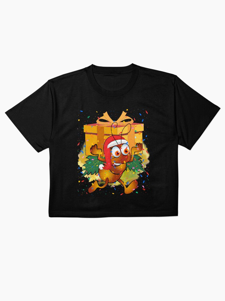 Ant with Santa Hat Holiday Shirt Cute Christmas Gift Tee