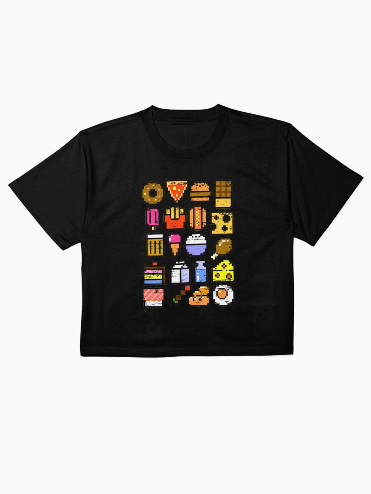 8 Bit Foodie Distressed Shirt Retro Video Game Food Tee