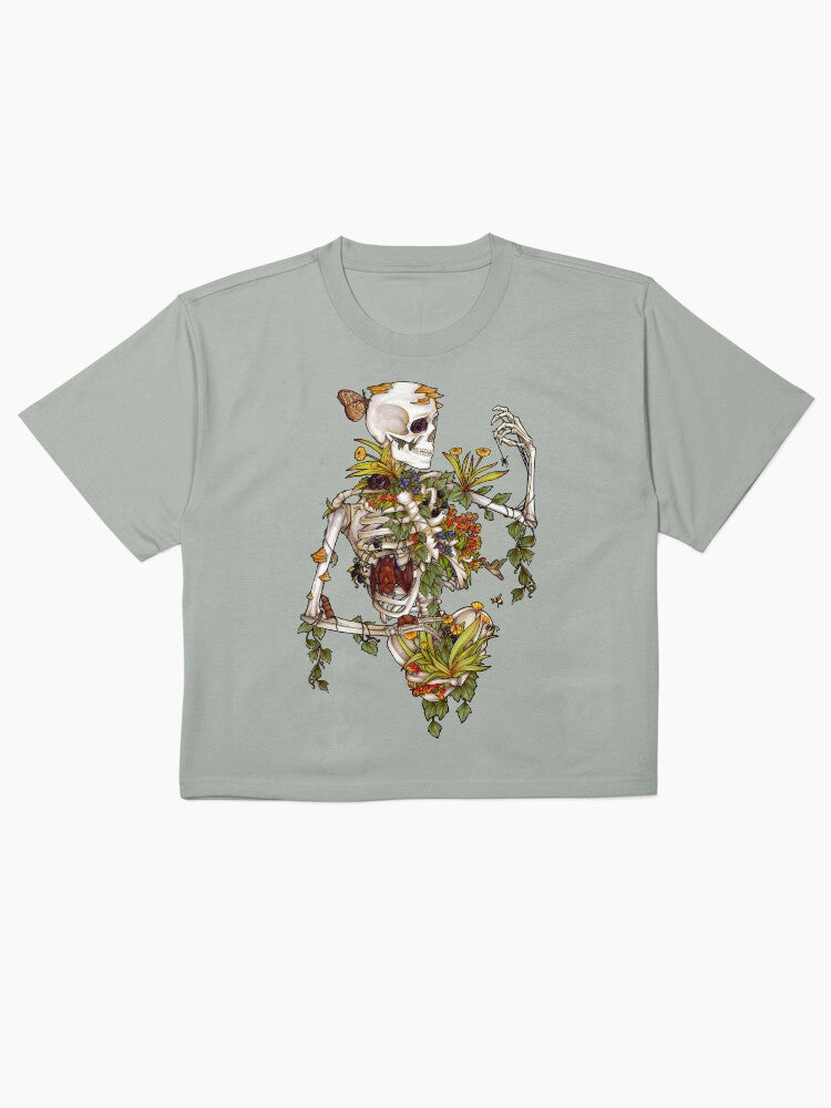 Bones And Botany Dark Aesthetic Boxy T-Shirt Cottagecore Goth