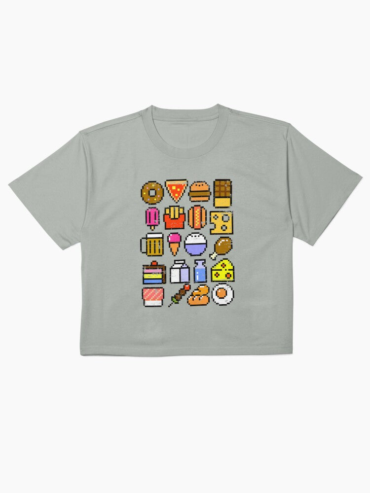 8 Bit Foodie Distressed Shirt Retro Video Game Food Tee