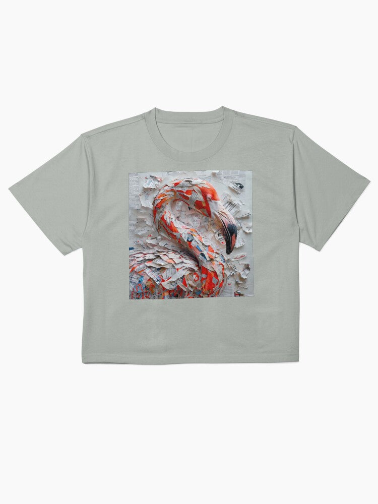 Bold Flamingo Collage Shirt Artistic Wildlife Boxy Tee
