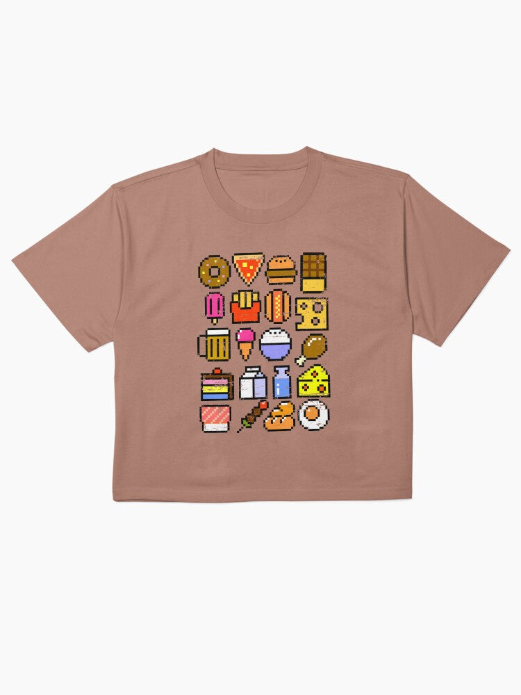 8 Bit Foodie Distressed Shirt Retro Video Game Food Tee