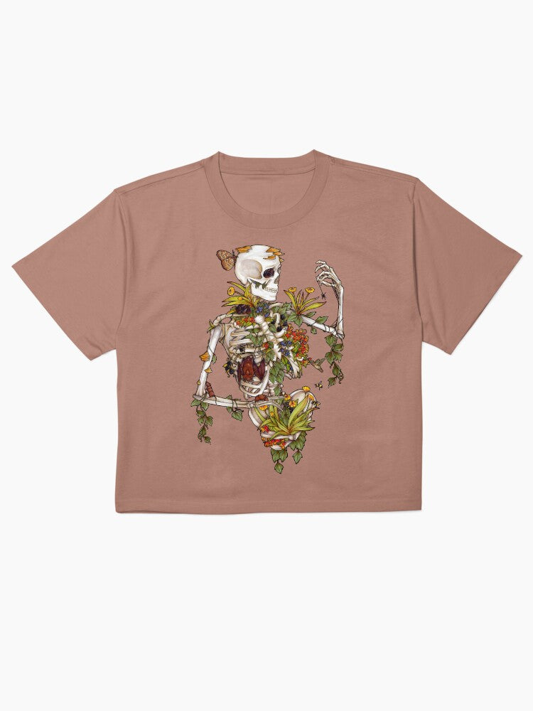 Bones And Botany Dark Aesthetic Boxy T-Shirt Cottagecore Goth