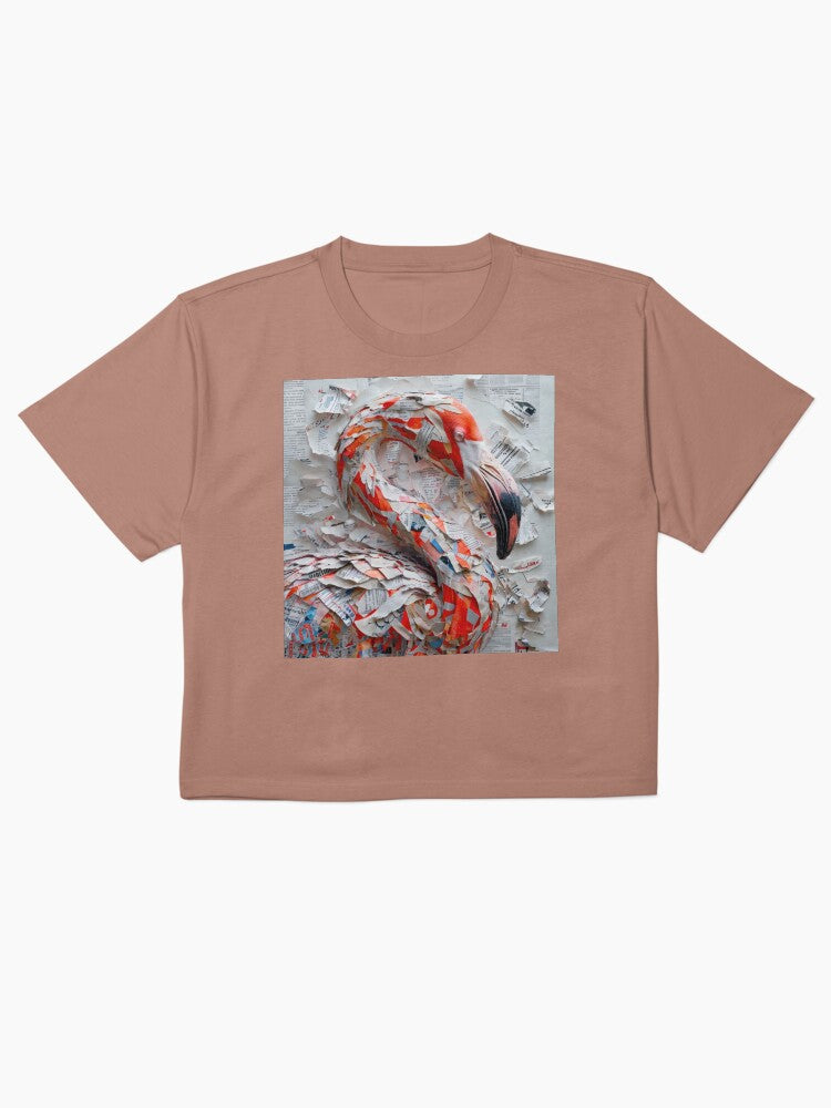 Bold Flamingo Collage Shirt Artistic Wildlife Boxy Tee