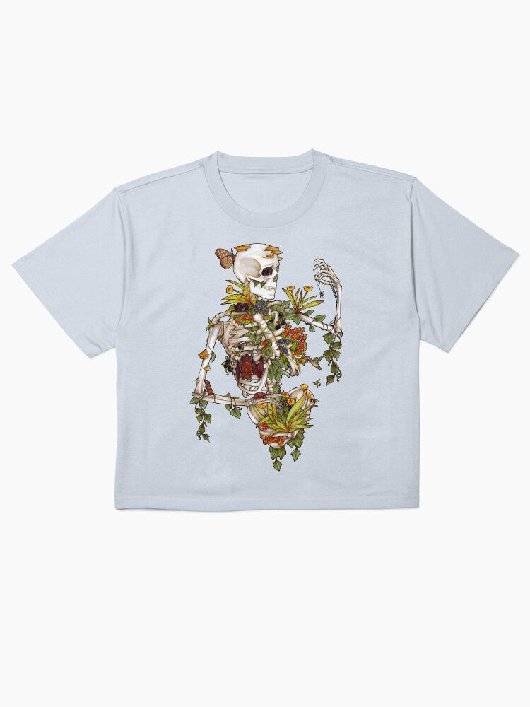 Bones And Botany Dark Aesthetic Boxy T-Shirt Cottagecore Goth