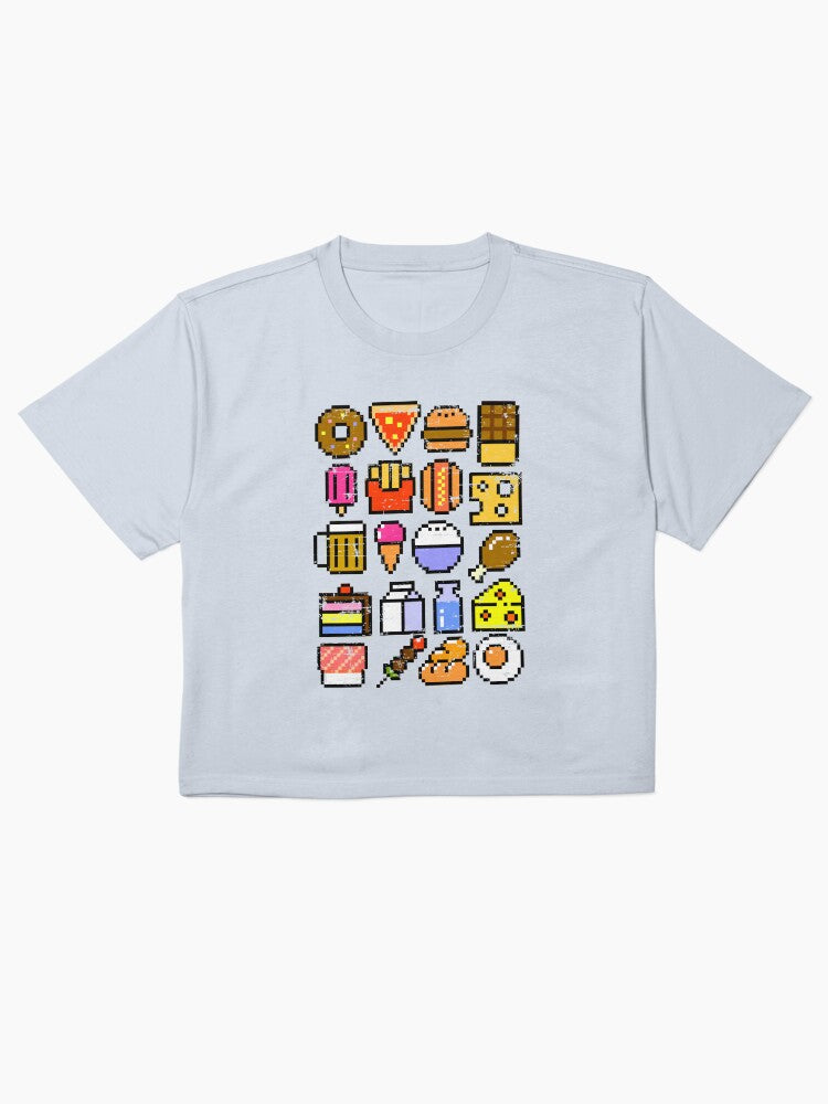 8 Bit Foodie Distressed Shirt Retro Video Game Food Tee