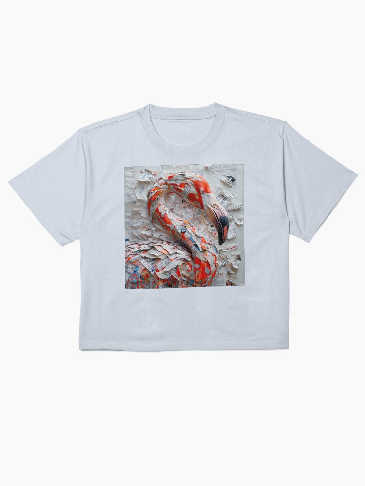 Bold Flamingo Collage Shirt Artistic Wildlife Boxy Tee