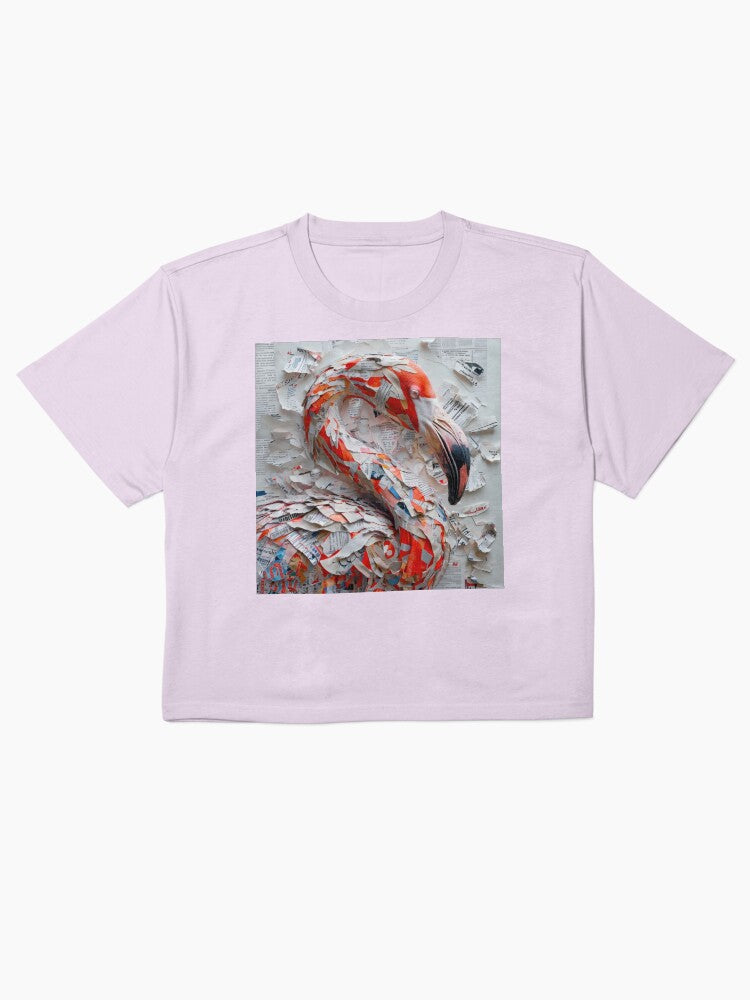 Bold Flamingo Collage Shirt Artistic Wildlife Boxy Tee
