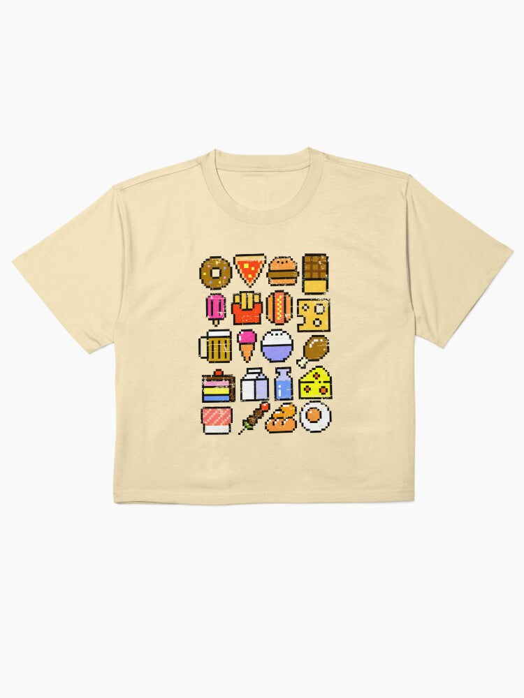 8 Bit Foodie Distressed Shirt Retro Video Game Food Tee