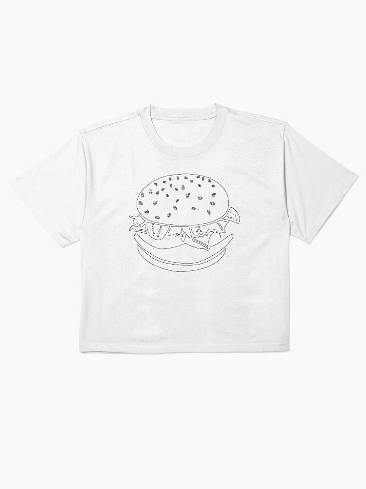 Burger II Outline Minimalist Boxy T-Shirt Modern Foodie Design
