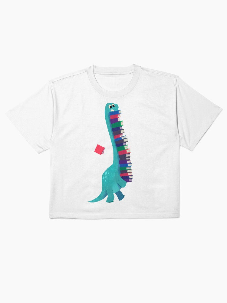 BOOK DINOSAURS 01 Funny Graphic Boxy T-Shirt Prehistoric Reader