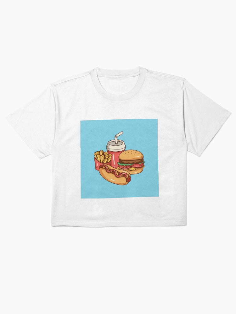 Breakfast Packs Foodie Graphic Boxy T-Shirt Morning Meal Design