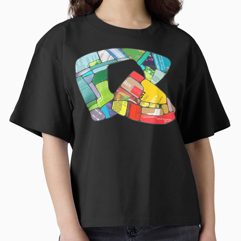 Capital Stone R Shirt Alphabet Minimalist Boxy Tee Black