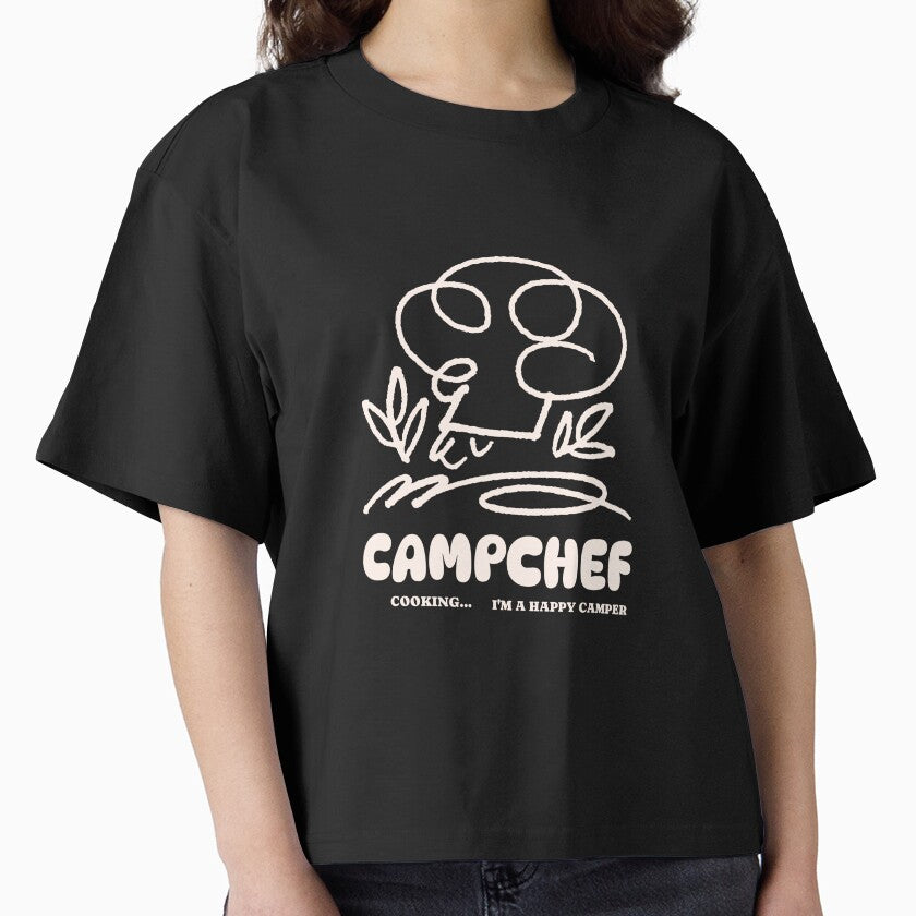 Camp Chef Outdoor Cooking Boxy T-Shirt Wilderness Foodie Tee Black