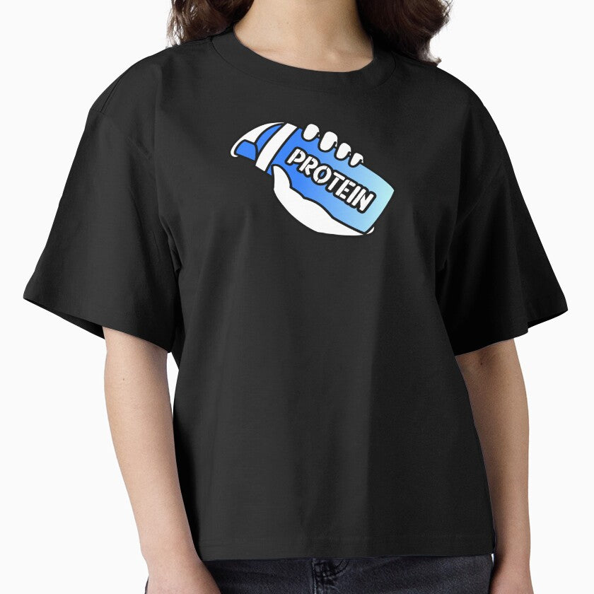 Blue Protein Shaker Shirt Fitness Workout Graphic Tee Black