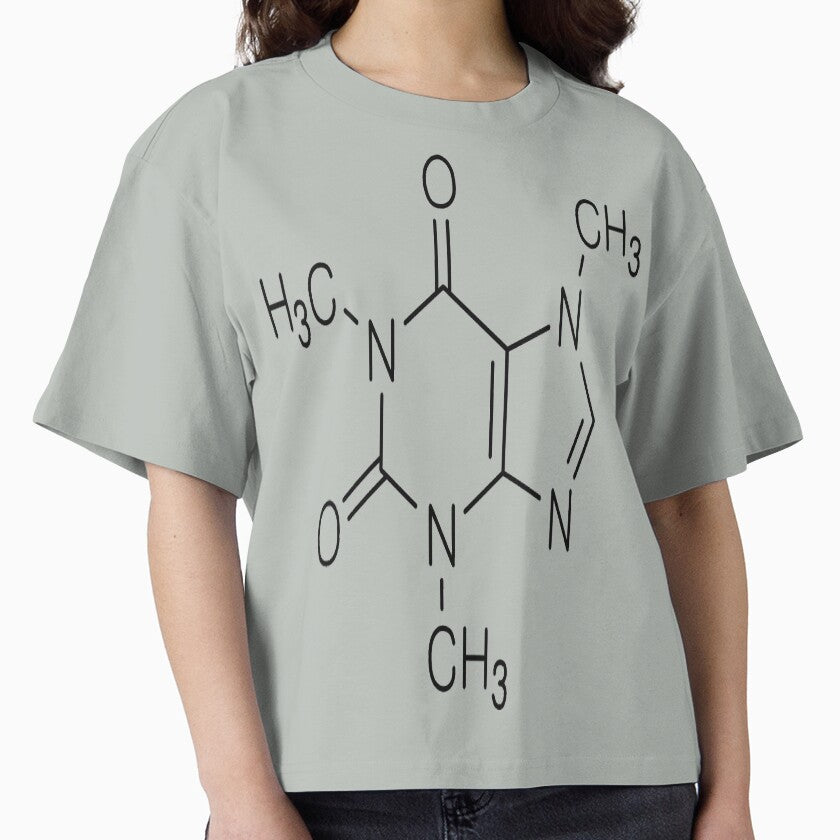 Caffeine Molecule Science Boxy T-Shirt Coffee Lover Graphic Tee Storm