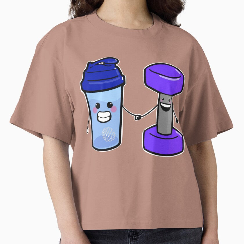 BFF Cute Protein and Weights Shirt Gym Motivation Tee Hazy Pink