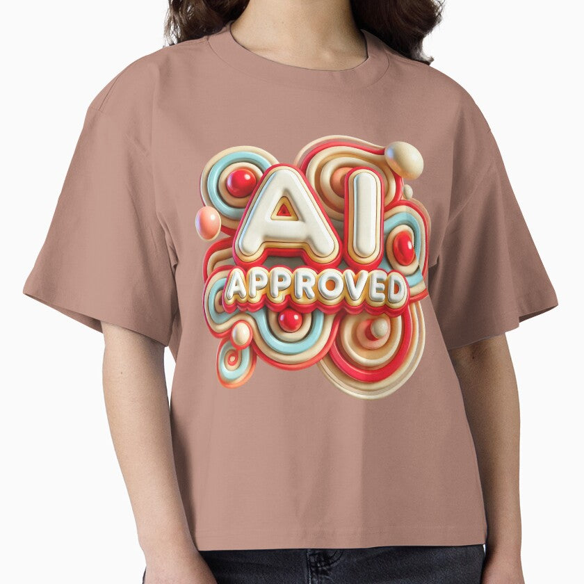 AI Approved Bubble Shirt Modern Tech Graphic Boxy Tee Hazy Pink