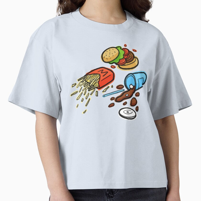 Burger Time Graphic Shirt Fun Retro Foodie Boxy Tee Powder