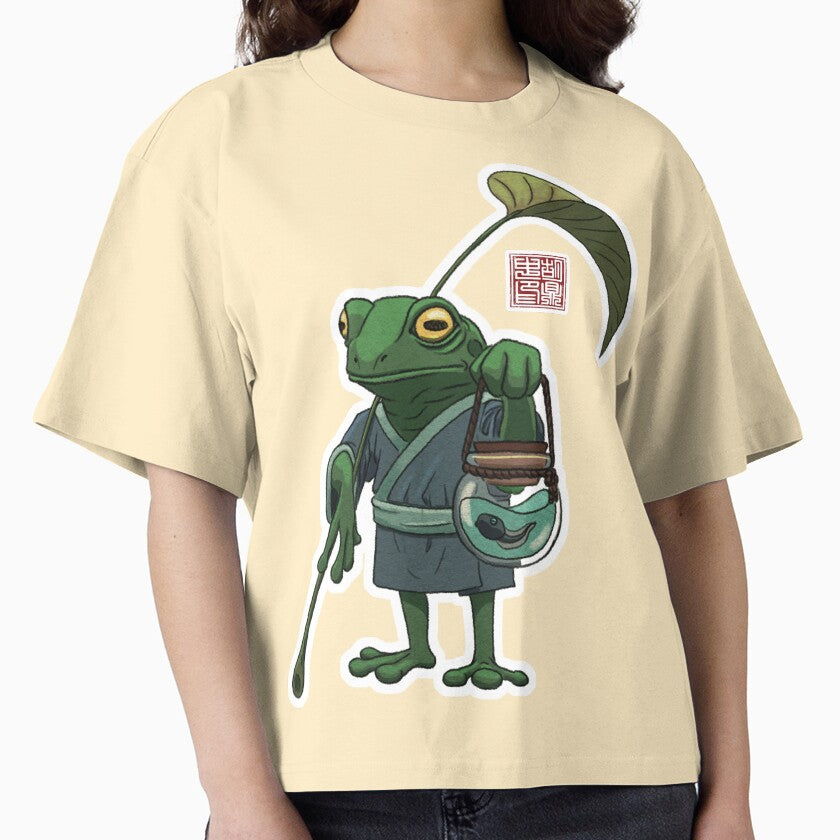 A Frog And His Son Vintage Art Boxy T-Shirt Retro Nature Design Butter