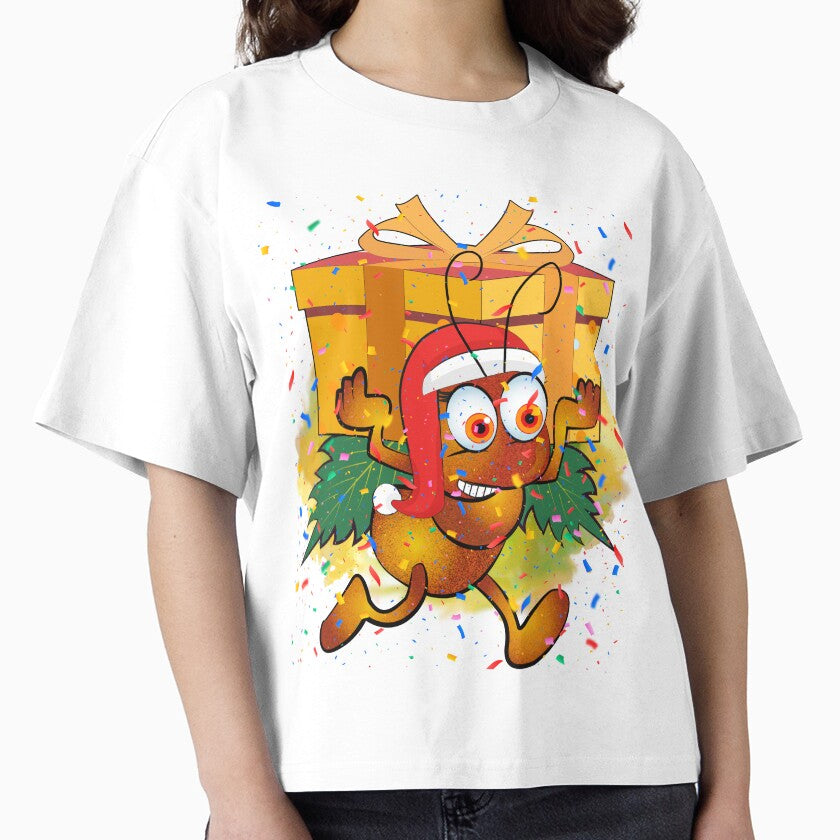 Ant with Santa Hat Holiday Shirt Cute Christmas Gift Tee White