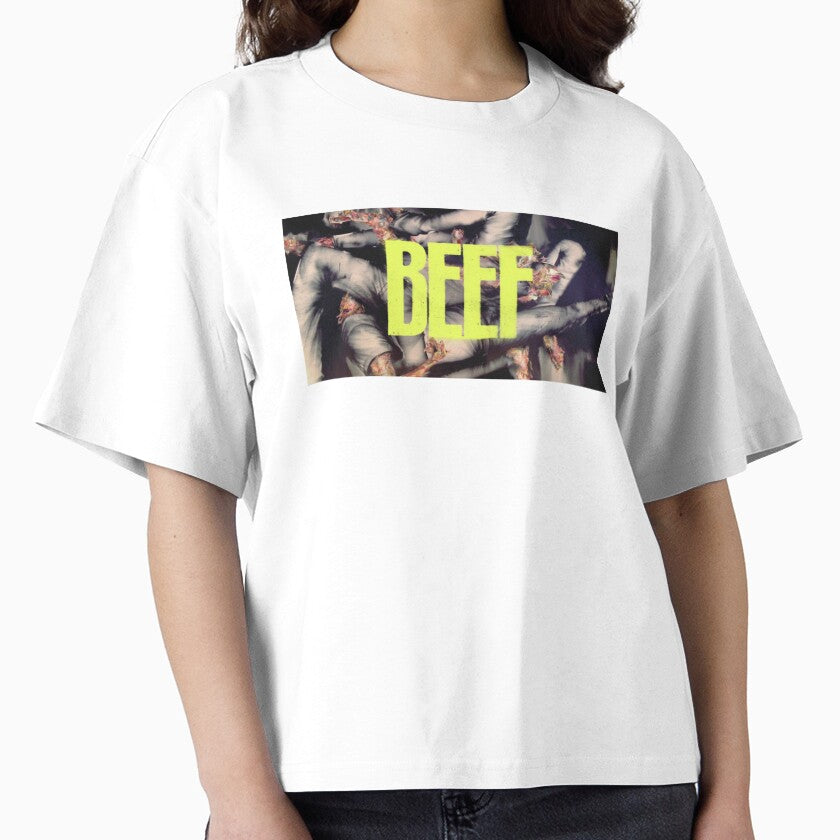Beef Butcher Cut Diagram Boxy T-Shirt Meat Enthusiast Graphic White
